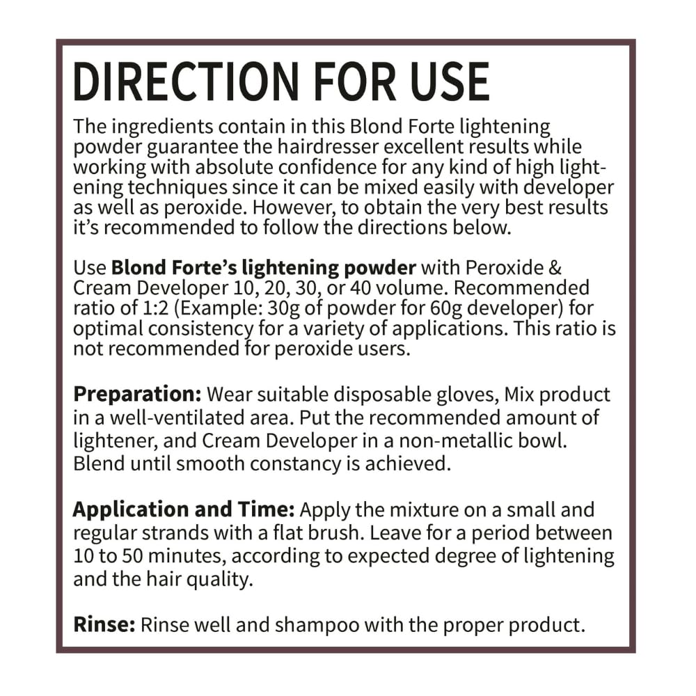 Blond Forte in salon setting showing professional use and reliable lightening performance