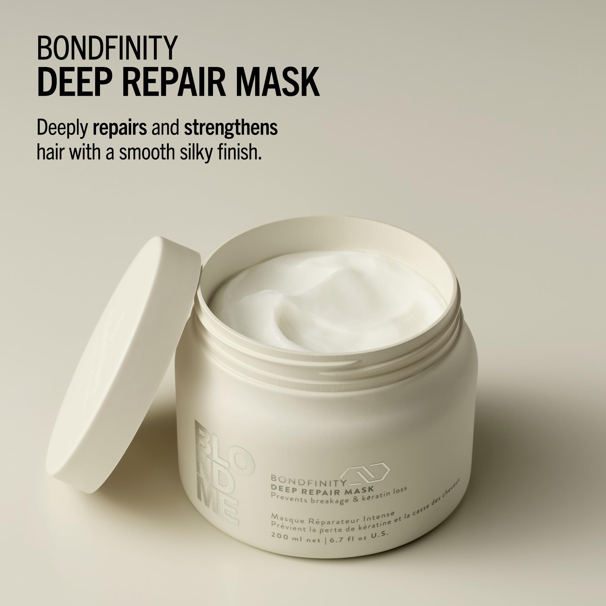 BlondMe mask applied to damp blonde hair for bond rebuilding