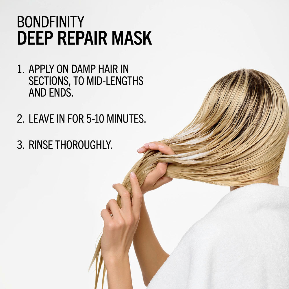 BlondMe label detail highlighting BONDFINITY Technology benefits