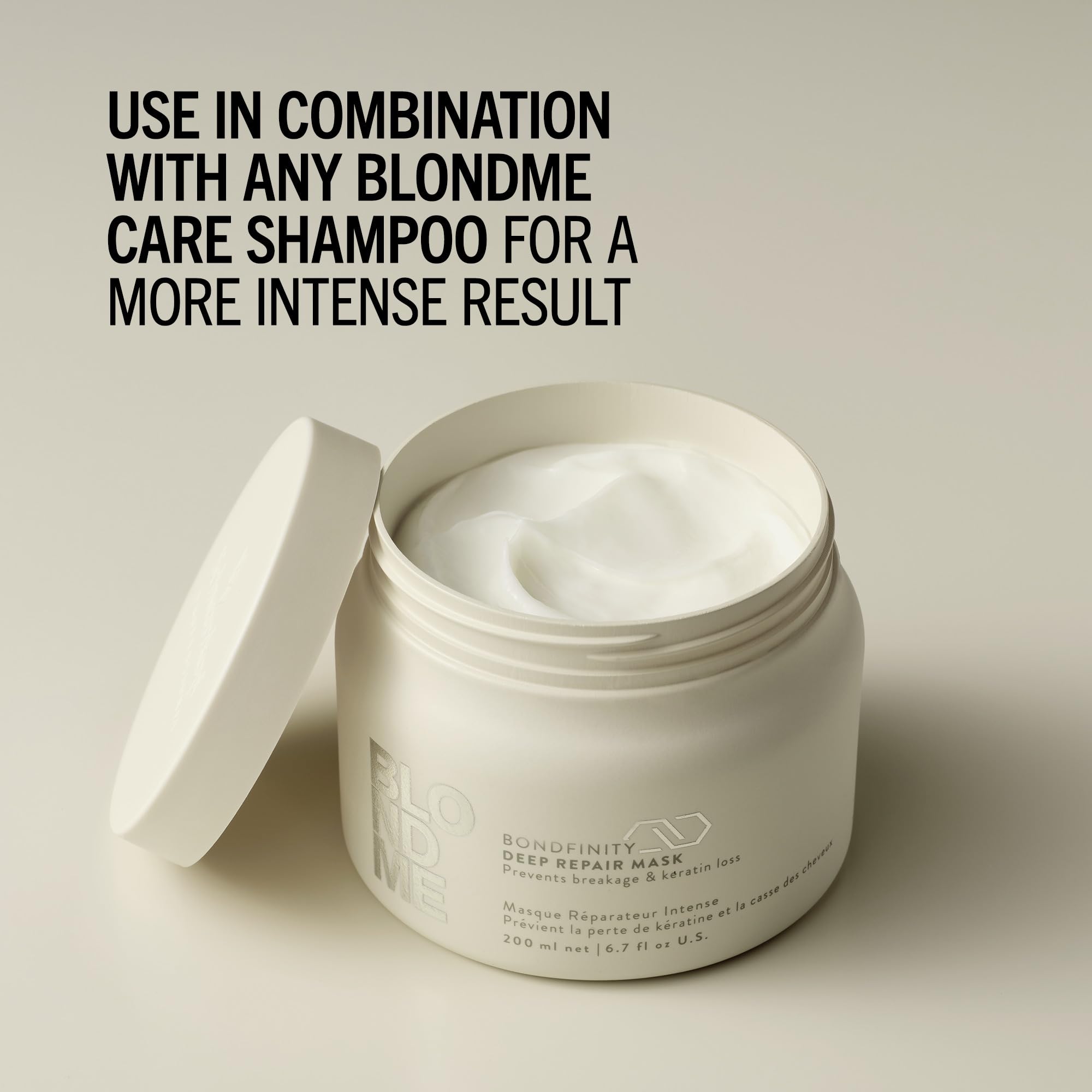 BlondMe jar on bathroom shelf suggesting salon-level home care