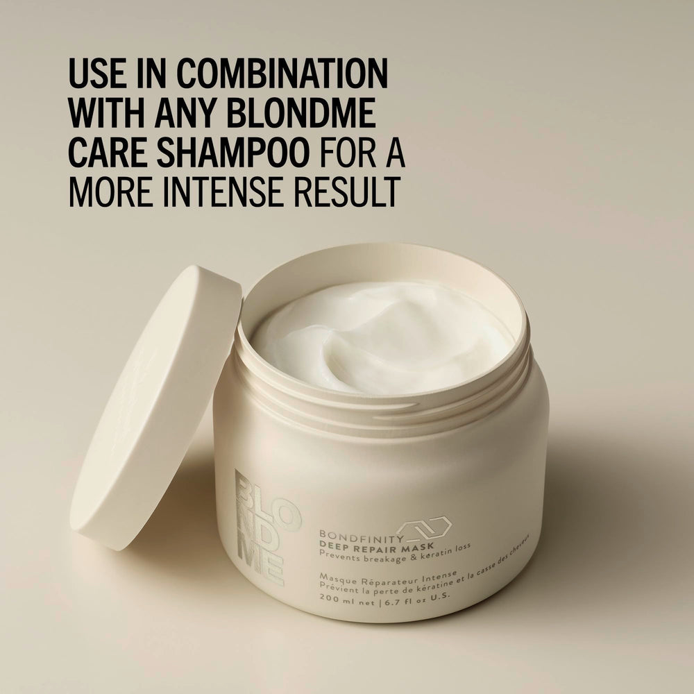 BlondMe jar on bathroom shelf suggesting salon-level home care