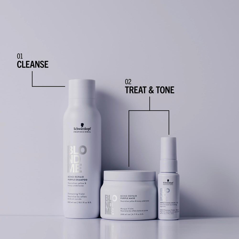 BlondMe jar on bathroom shelf lifestyle scene signaling regular salon-quality care