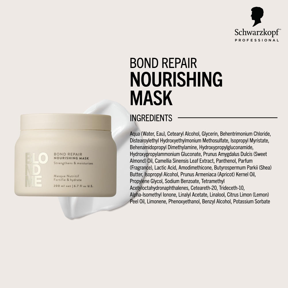 BlondMe applying mask to hair in hand demonstrating easy application and conditioning benefit