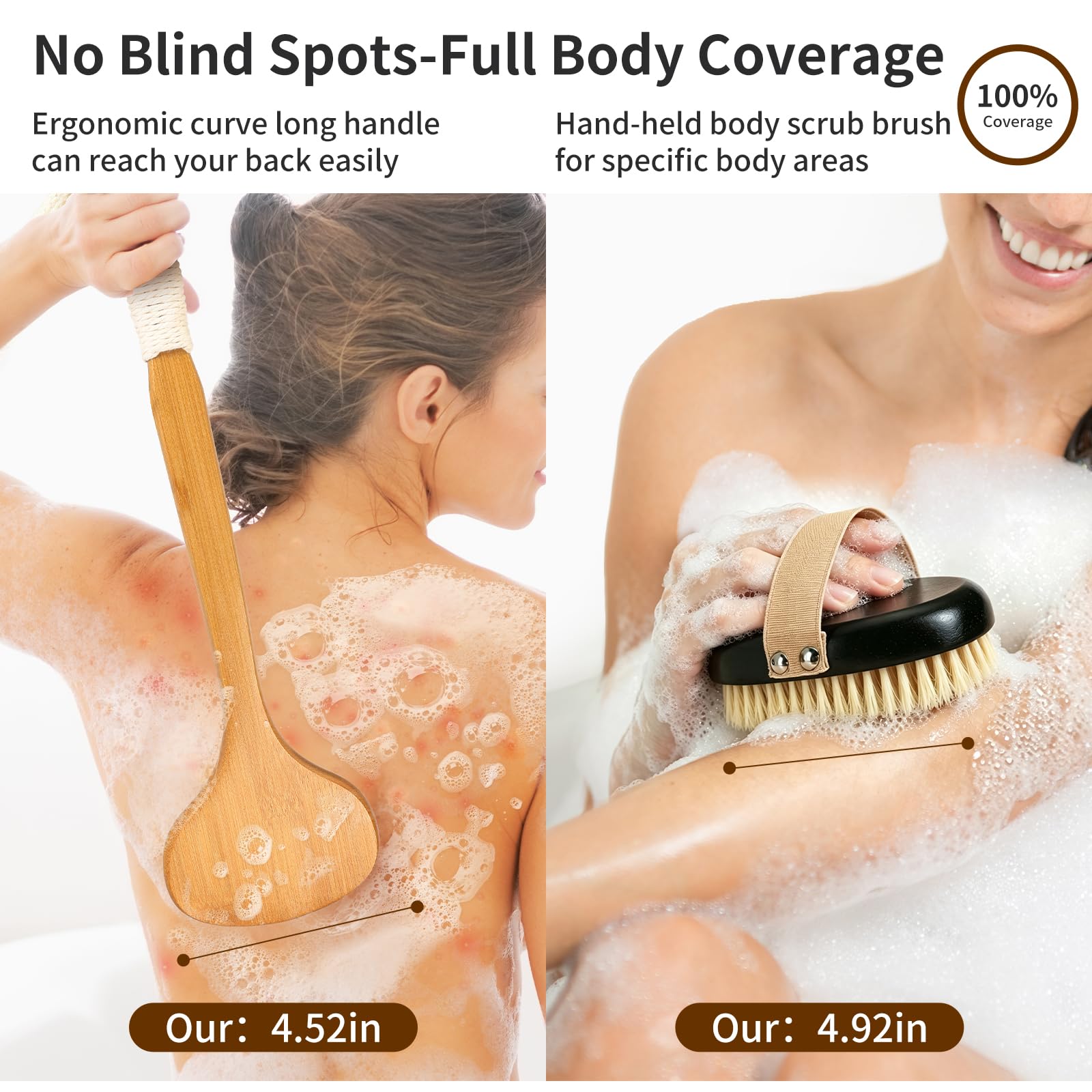 blovefitwa close-up of bristles showing dual firmness for effective exfoliation