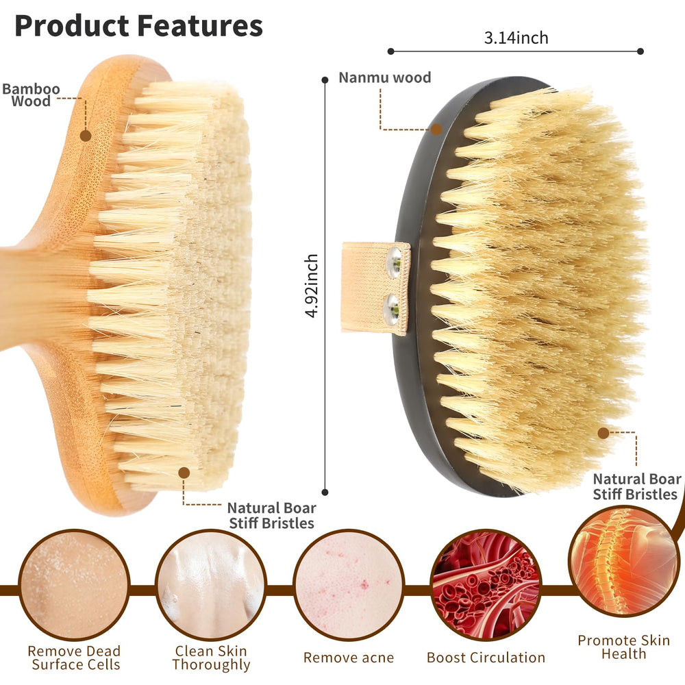 blovefitwa short-handled nanmu brush detail for precise scrubbing on fronts of body