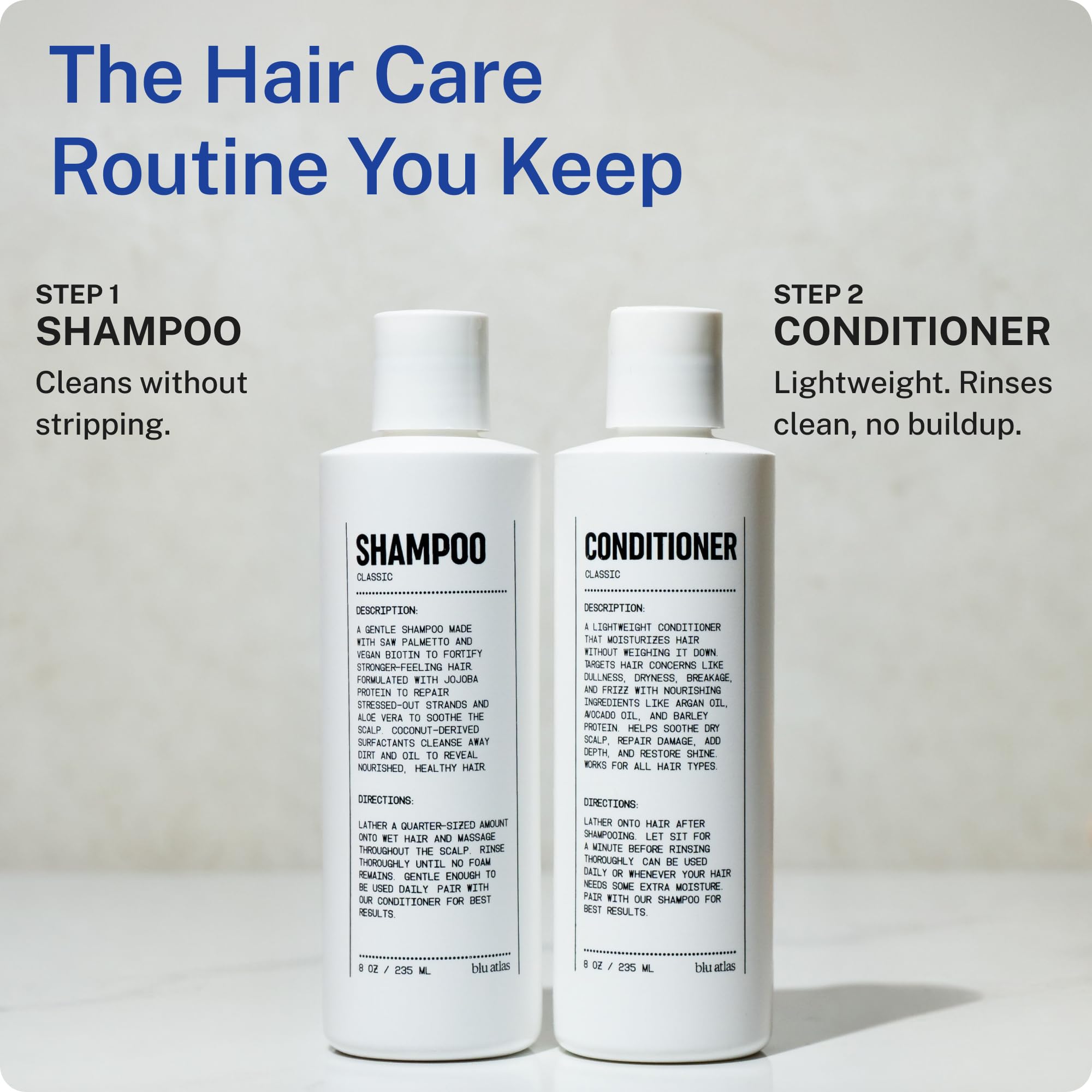 Blu Atlas shampoo lather closeup showing gentle cleansing performance