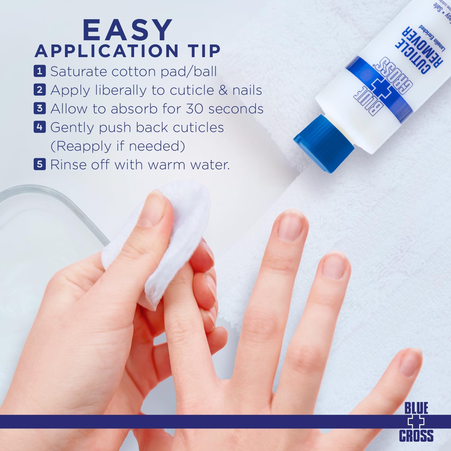 Blue Cross product being used during a professional manicure treatment