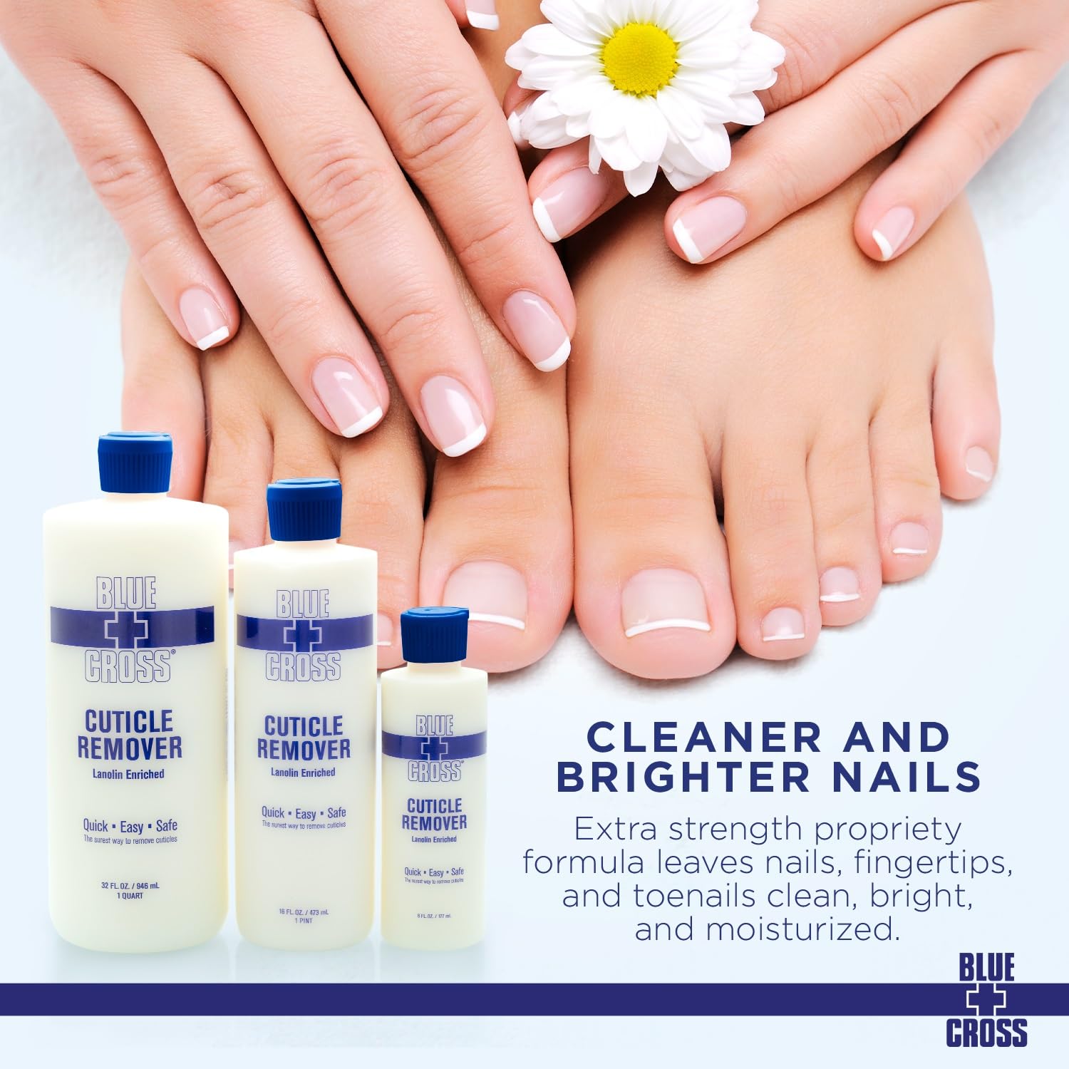 Blue Cross label highlighting lanolin ingredient for moisturized nails