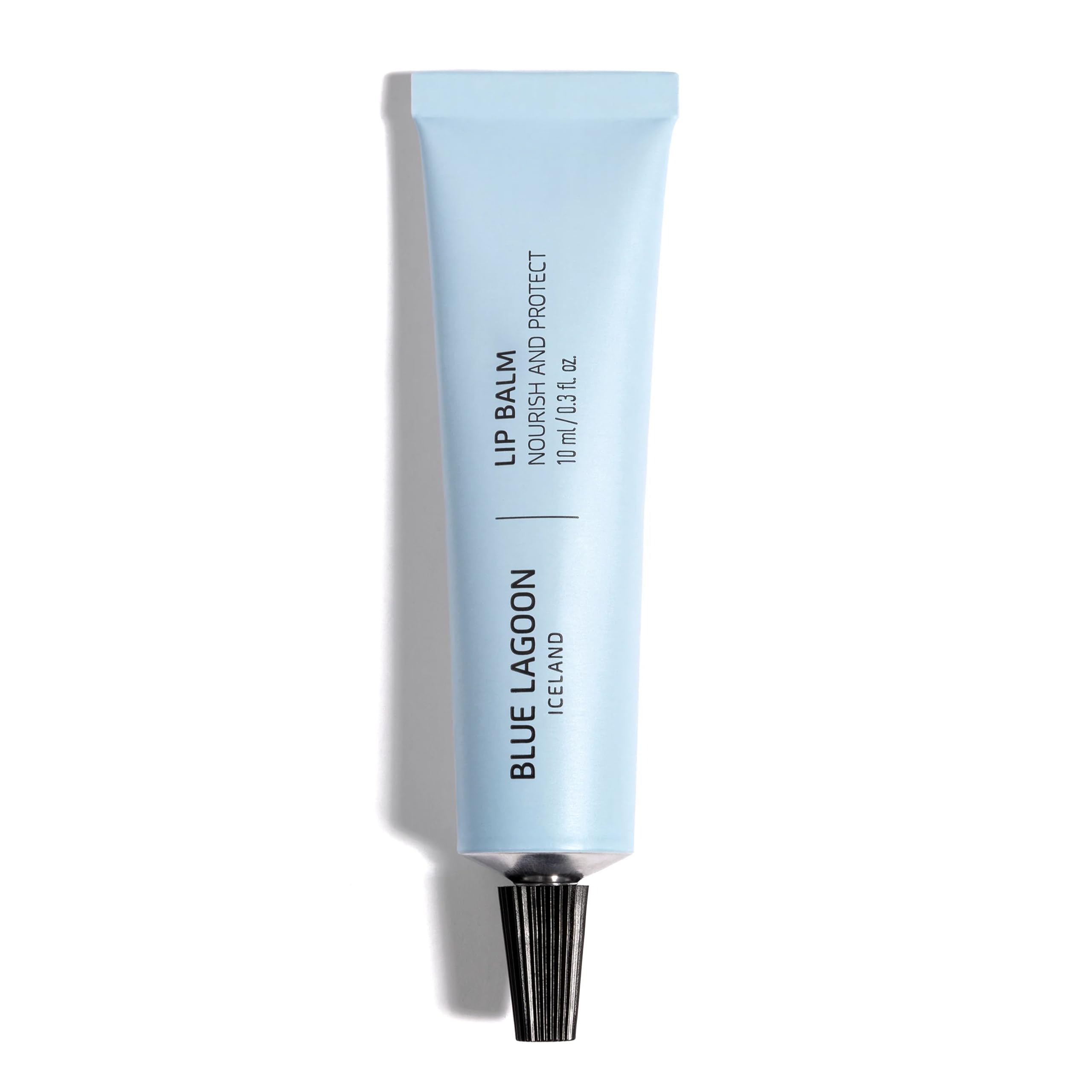 Blue Lagoon lip balm jar front view showing brand and peppermint flavor for nourishing hydration