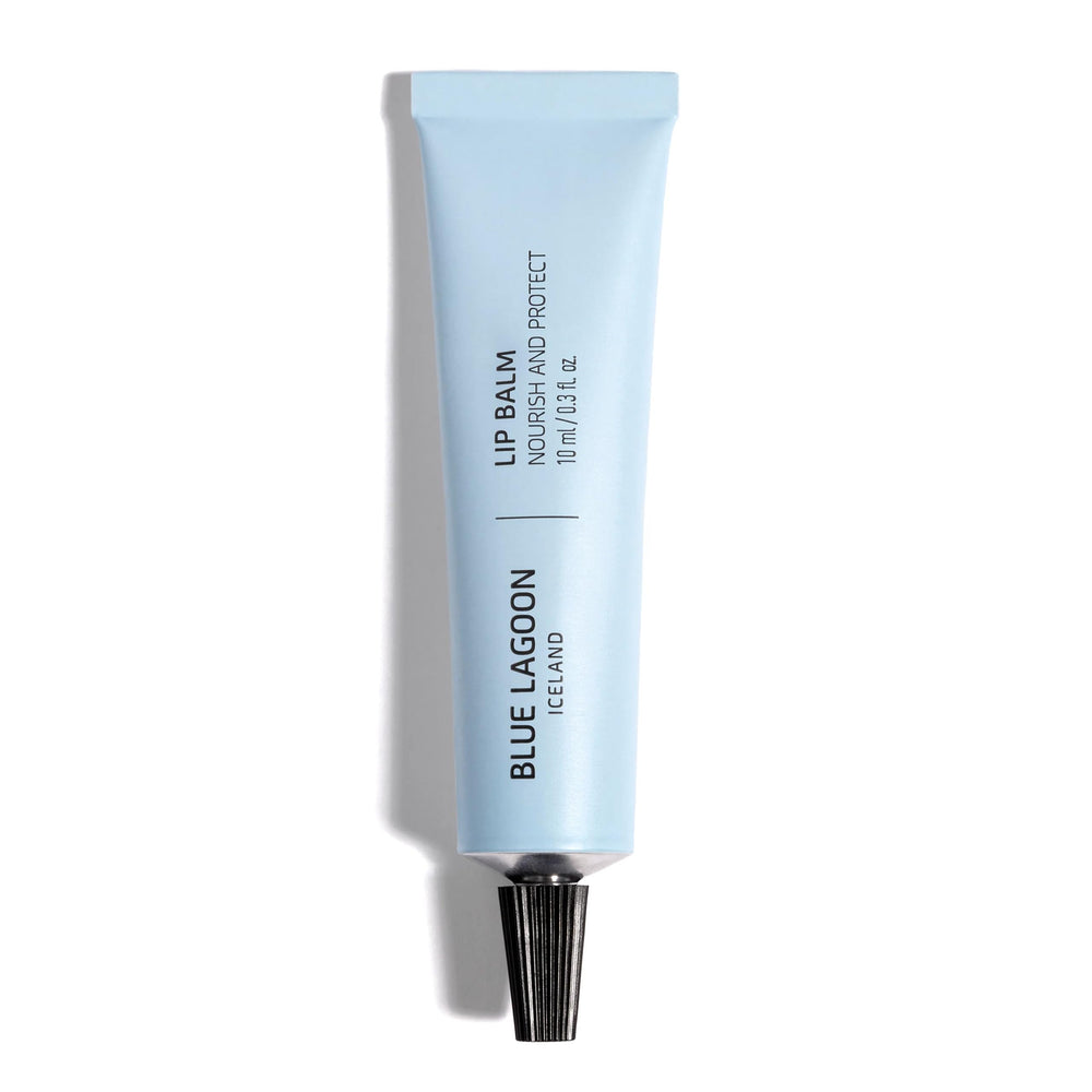 Blue Lagoon lip balm jar front view showing brand and peppermint flavor for nourishing hydration