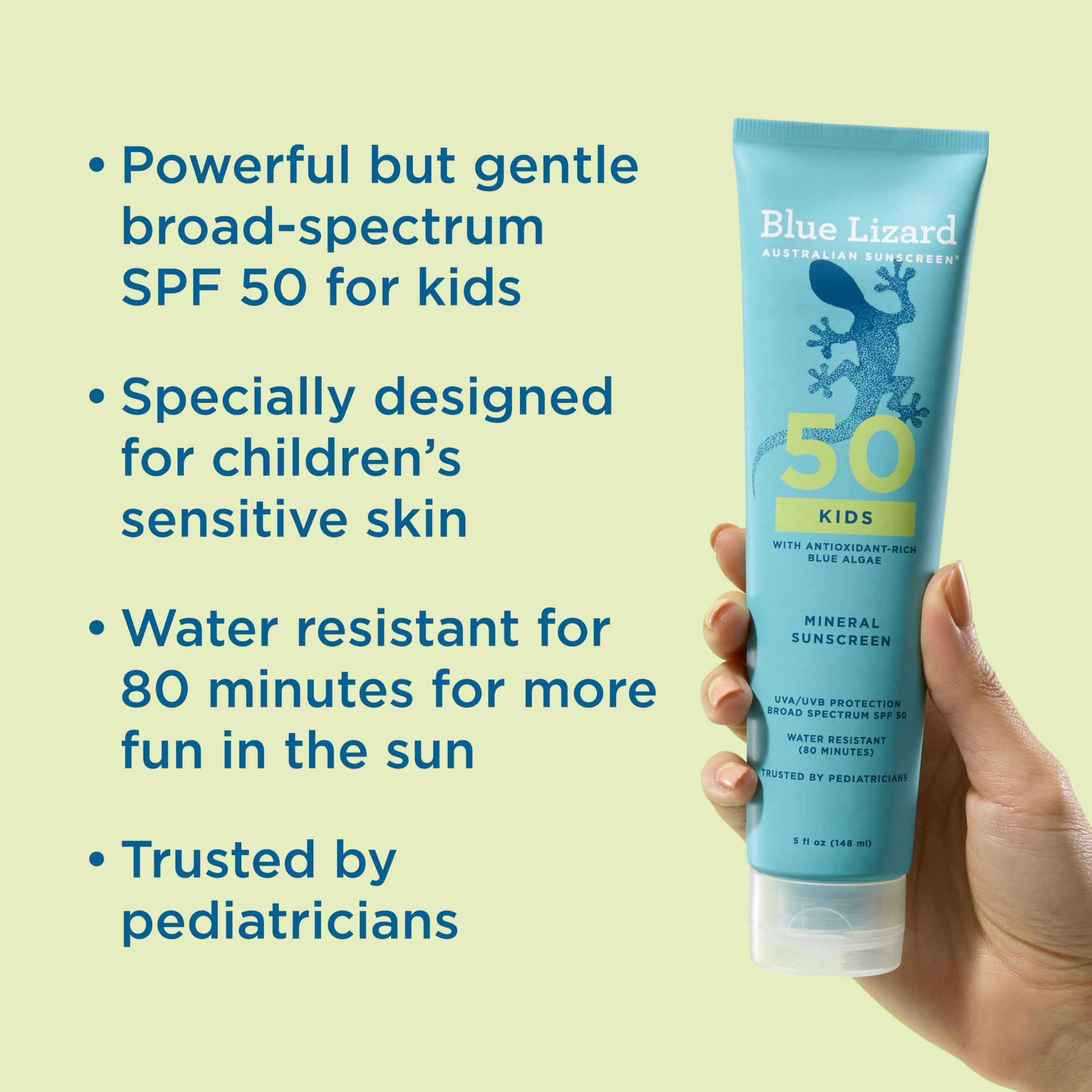 Blue Lizard lotion pump close-up demonstrating easy dispensing