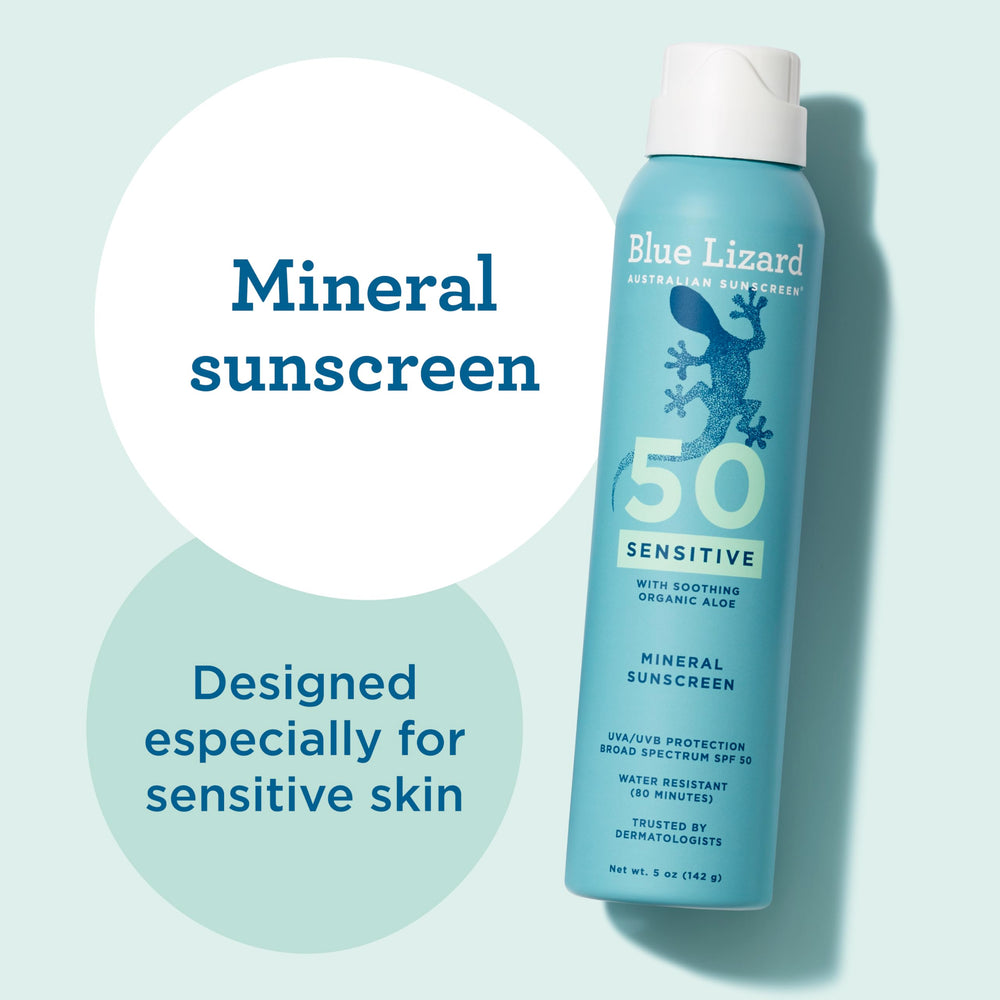 Blue Lizard spray in hand being applied for easy coverage on the go