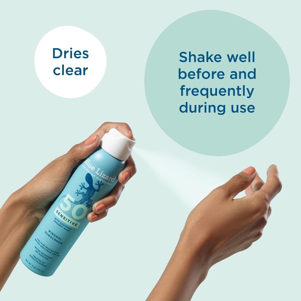 Blue Lizard sunscreen rubbed into leg showing clear finish and quick absorption
