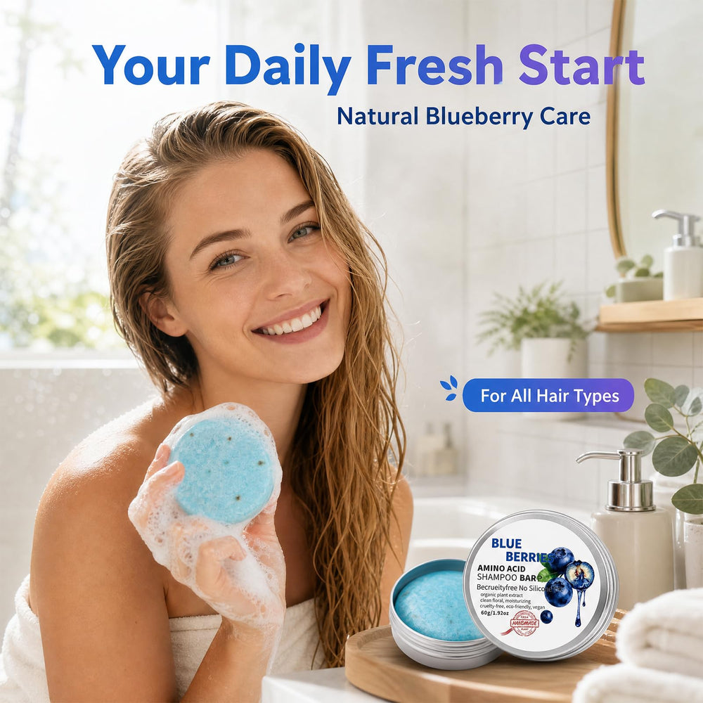 Blueberry Organics bar lather in hands demonstrating easy suds