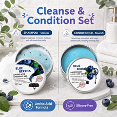 Blueberry Organics bars staged in bathroom showing low-waste routine