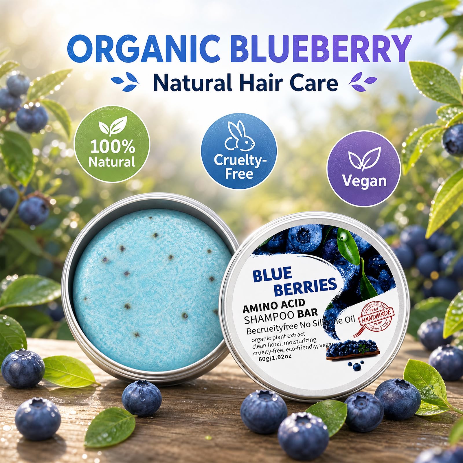 Blueberry Organics conditioner bar creamy surface for smooth finish