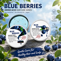 Blueberry Organics shampoo bar texture close-up for gentle cleanse
