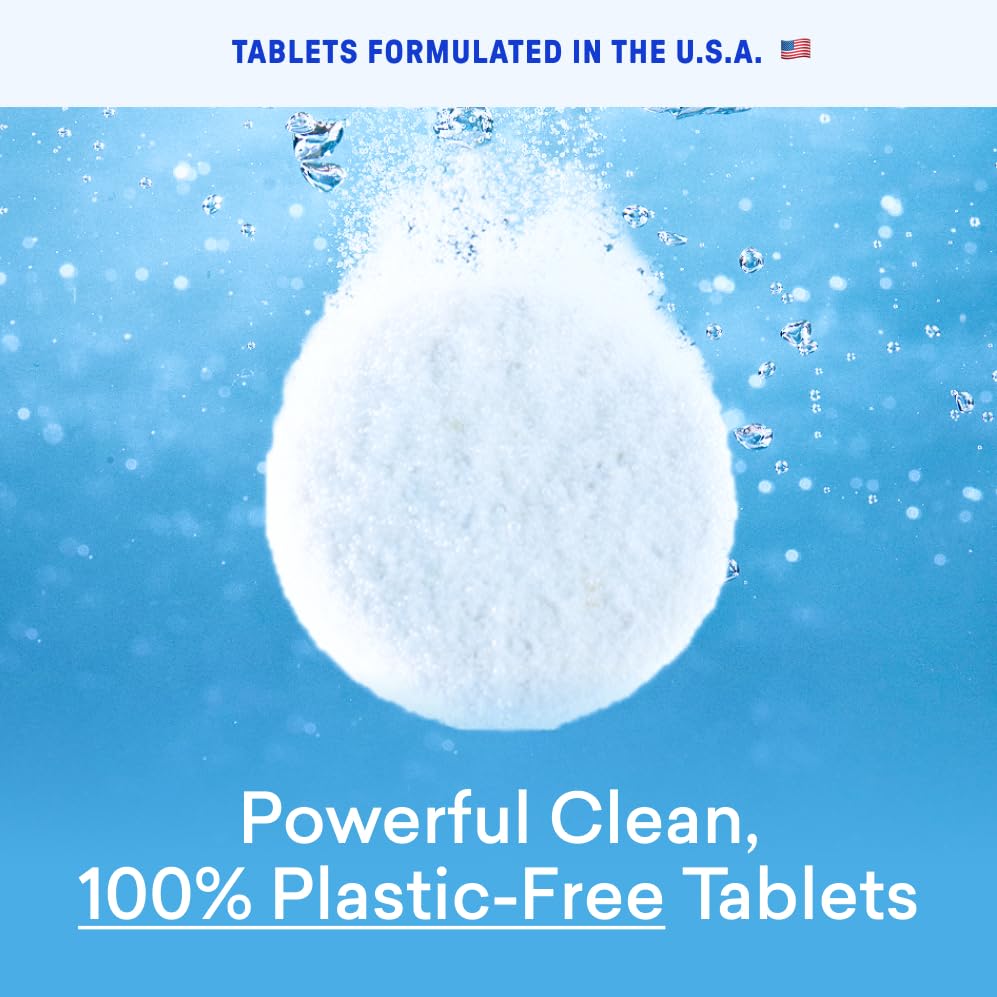 BLUELAND glass bottle label detail highlighting refillable, durable packaging advantage