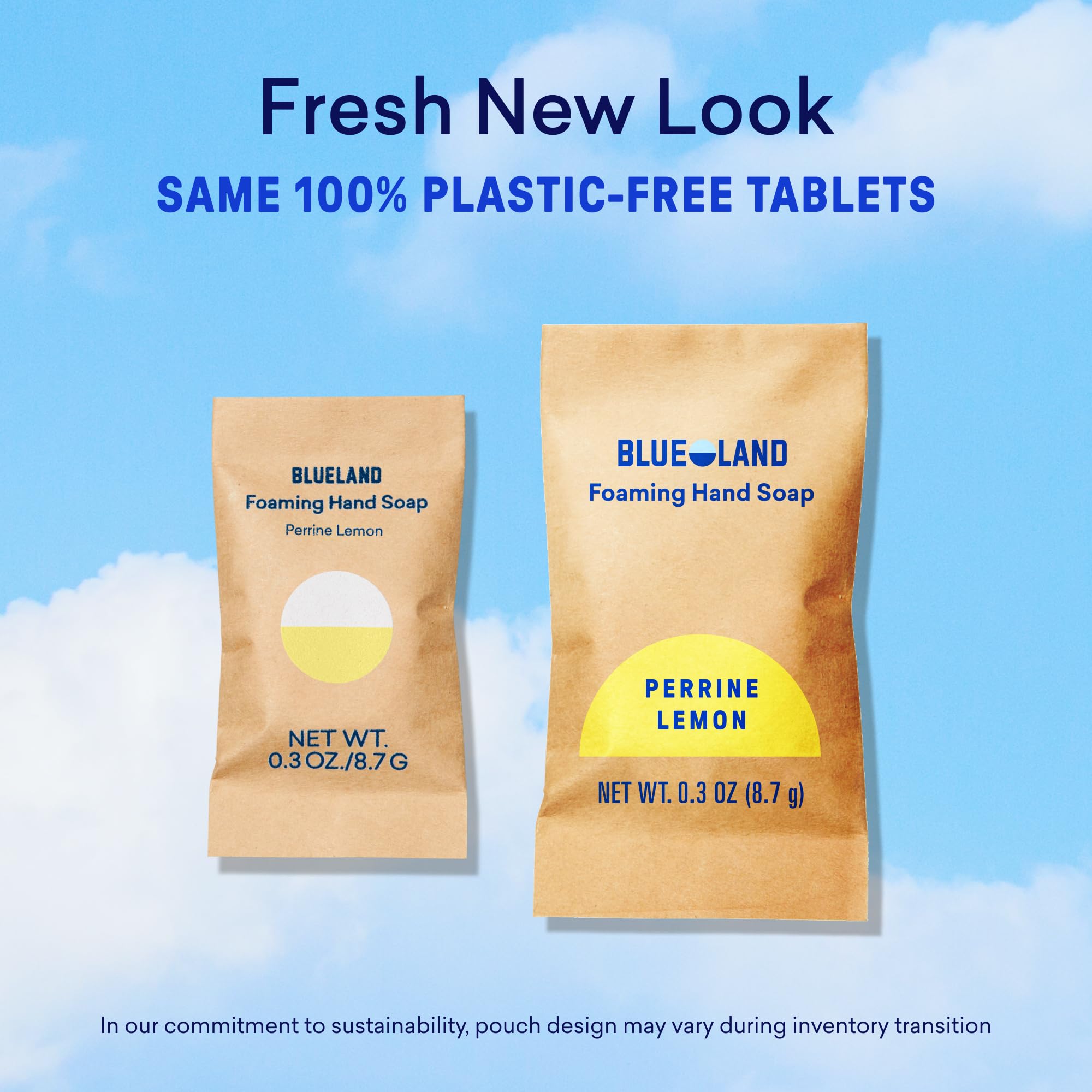 BLUELAND tablet dissolving in bottle showing simple refill process benefit