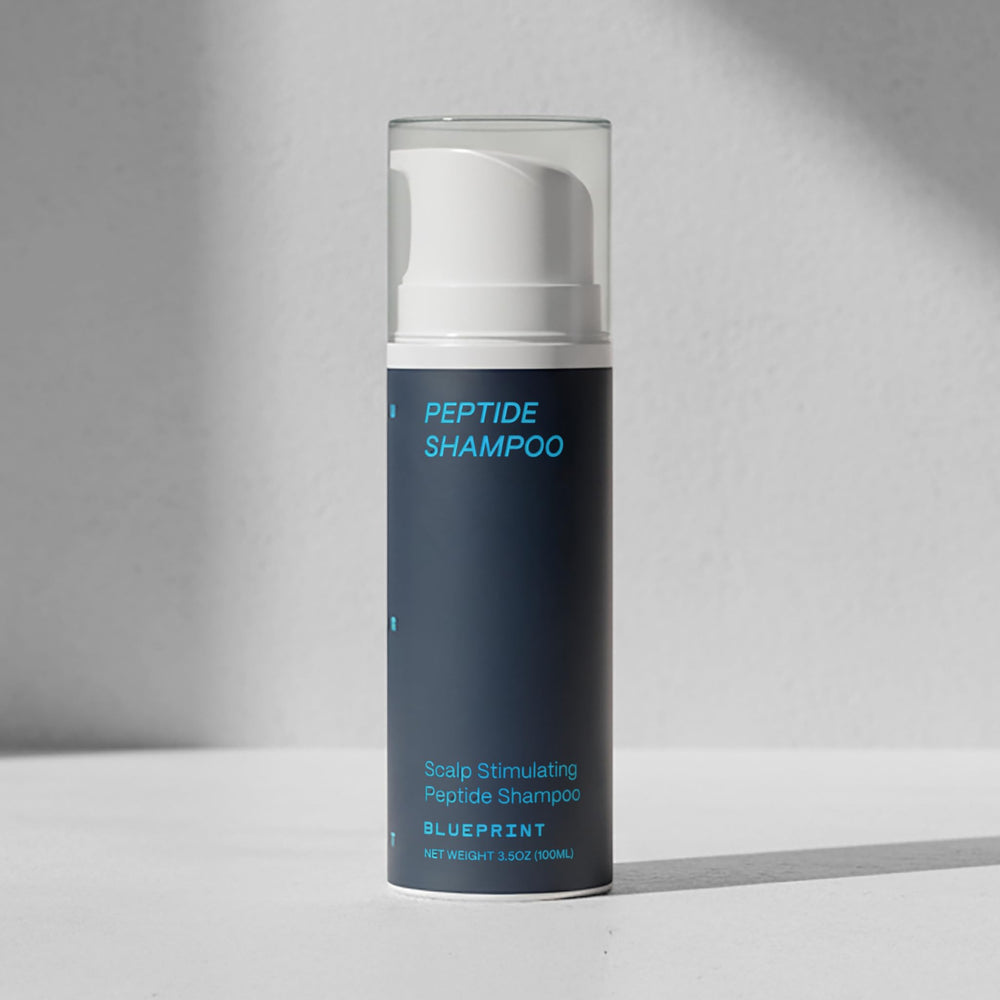 Blueprint Bryan Johnson label close-up listing peptides and VEGF ingredients