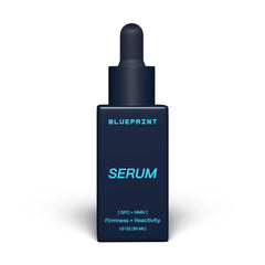 Blueprint Bryan Johnson front bottle view showing sleek packaging and skincare benefit