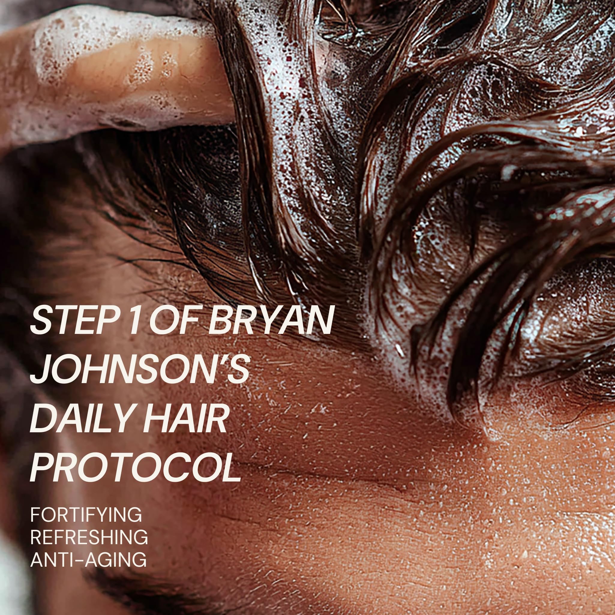 Blueprint Bryan Johnson shampoo texture and lather, demonstrating gentle cleansing