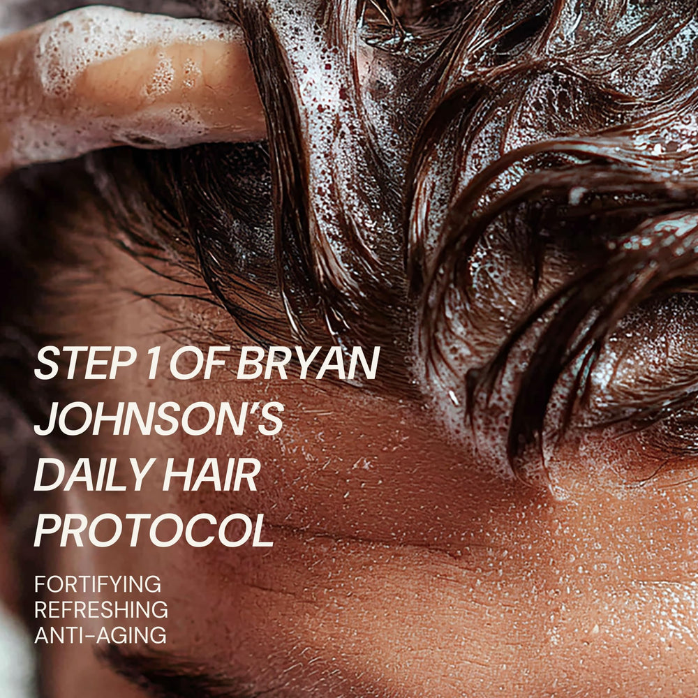 Blueprint Bryan Johnson shampoo texture and lather, demonstrating gentle cleansing