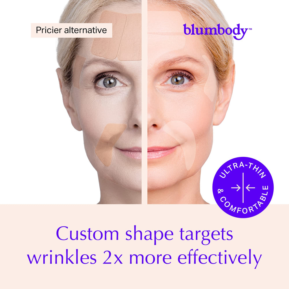 BLUMBODY eye-area patch in use reducing creases and staying invisible