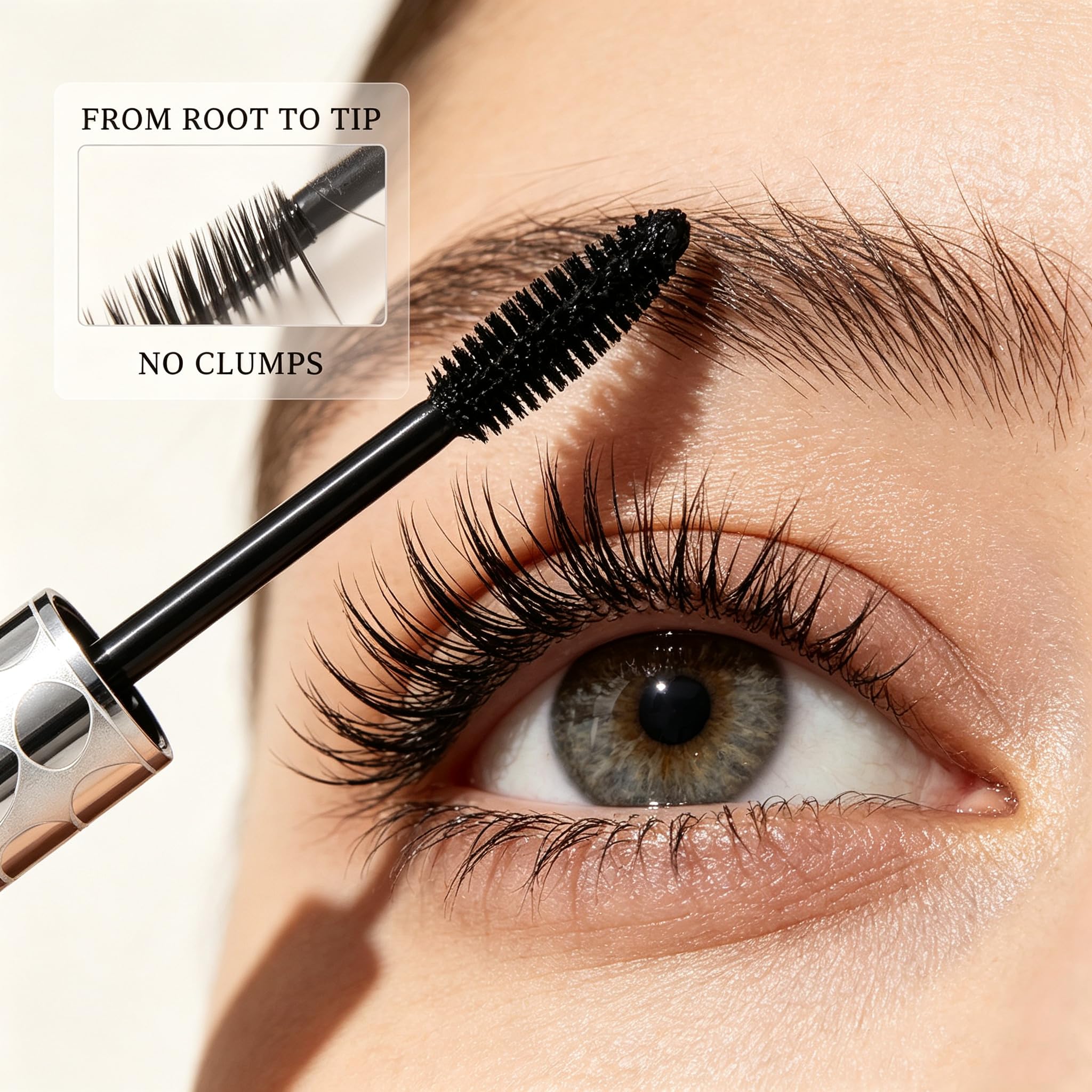 Blush Mascara before and after lashes showing separation and natural volume effect
