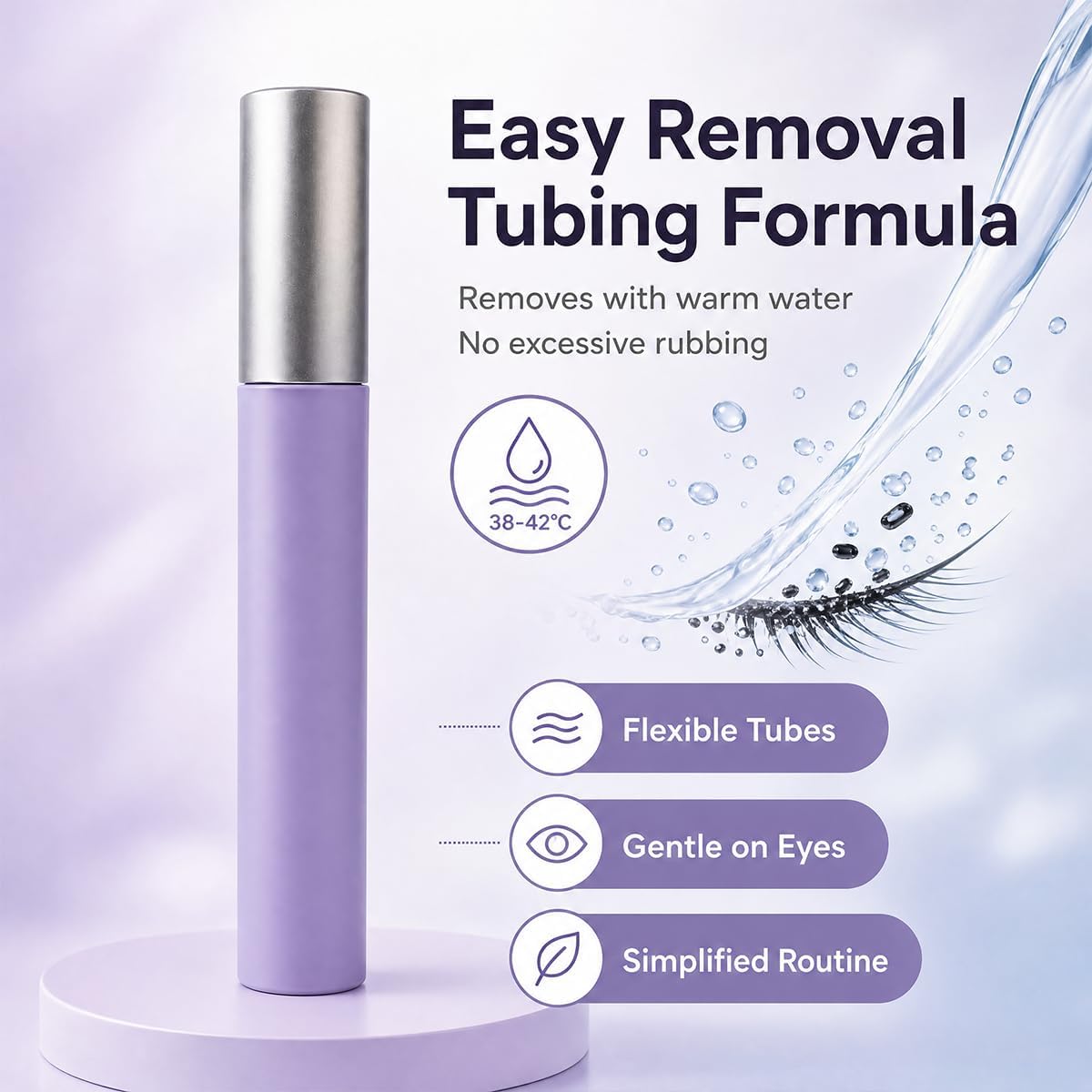 Blushe in bathroom routine demonstrating easy warm-water removal and gentle care
