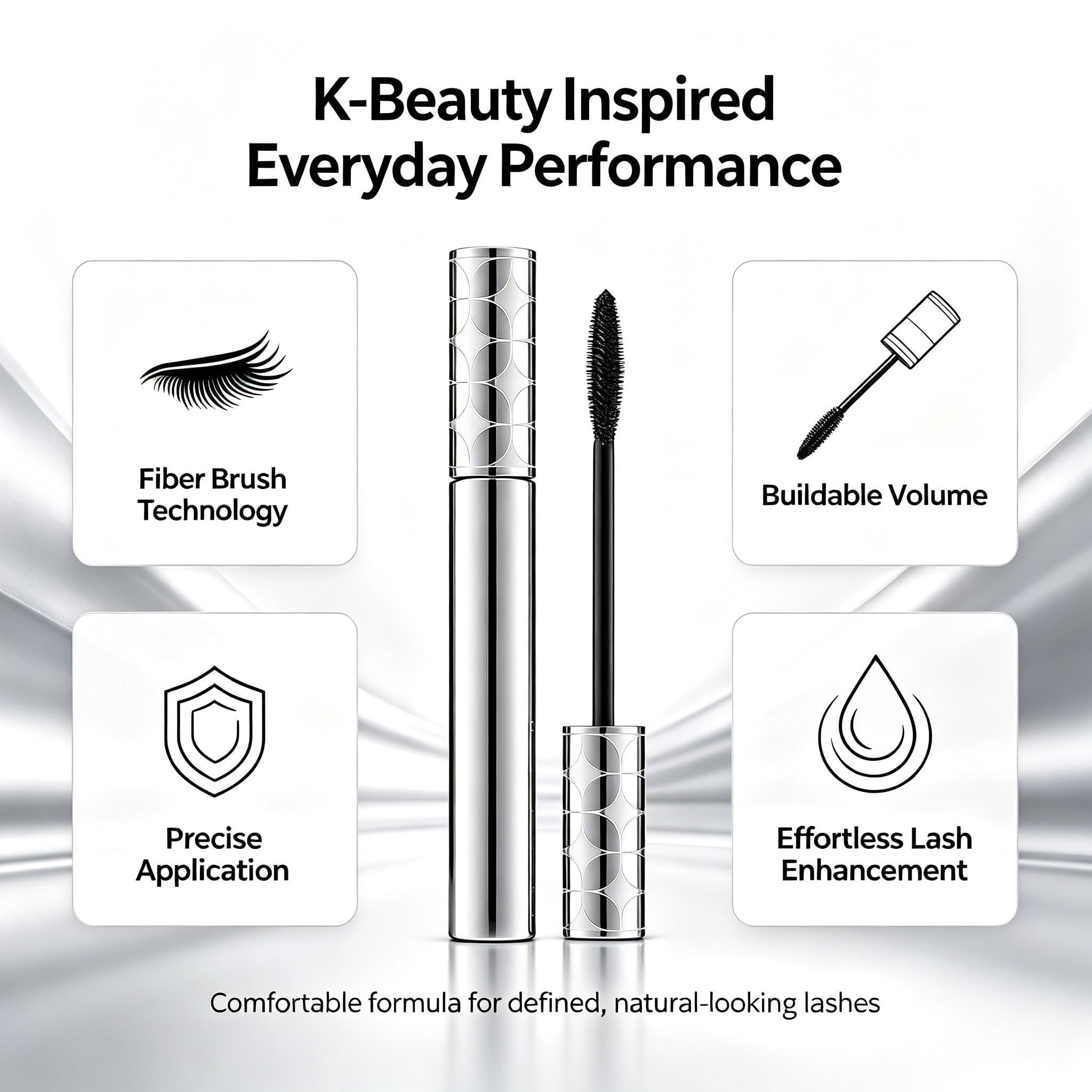 Blushe Mascara lifestyle flatlay with accessories suggesting everyday K‑beauty routine benefit