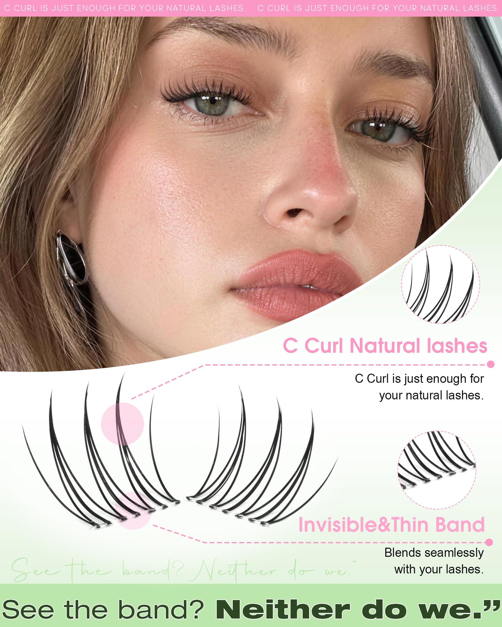Boahankuke applied lashes on eye creating a wispy cat-eye and open look