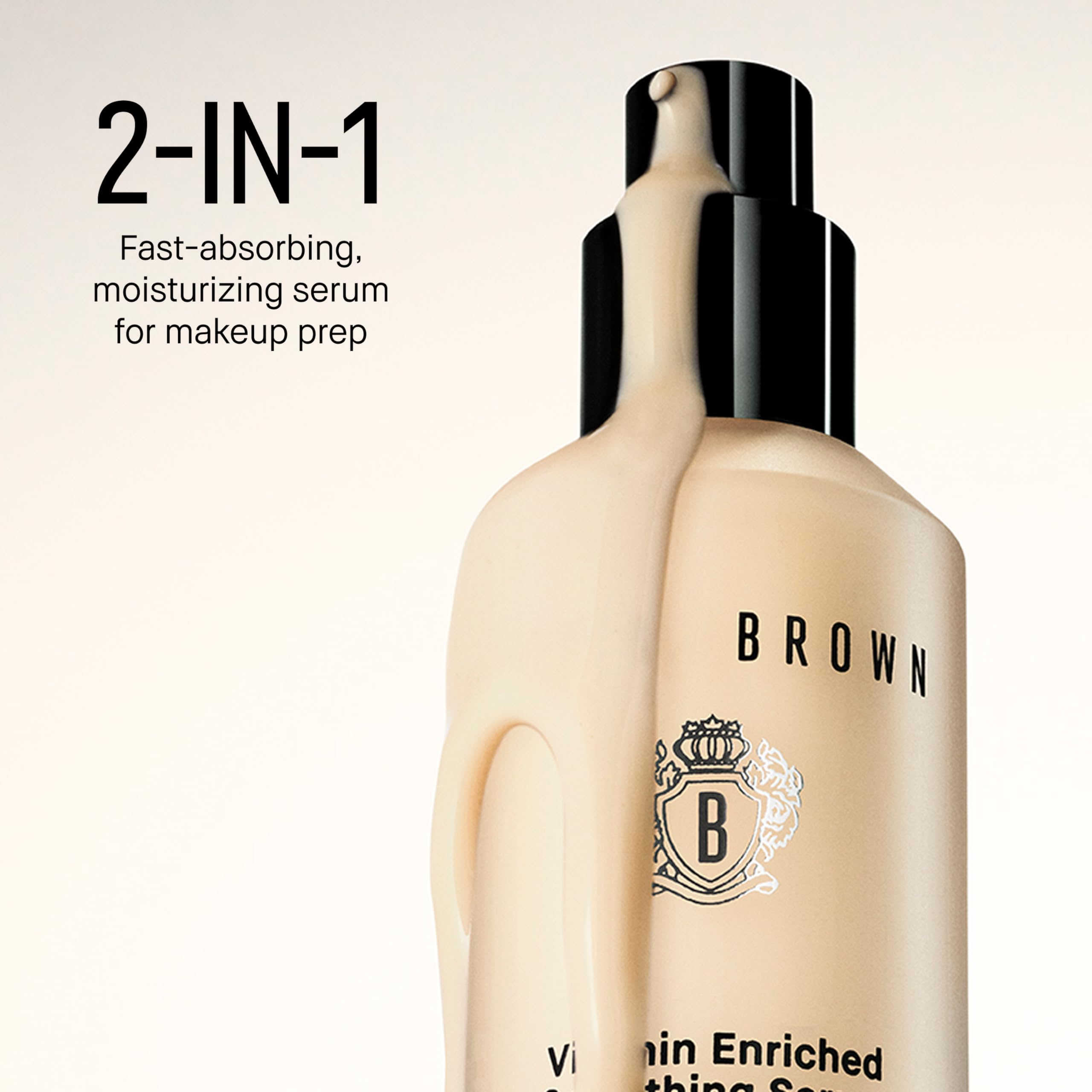Bobbi Brown bottle staged beside makeup brush for smoother application