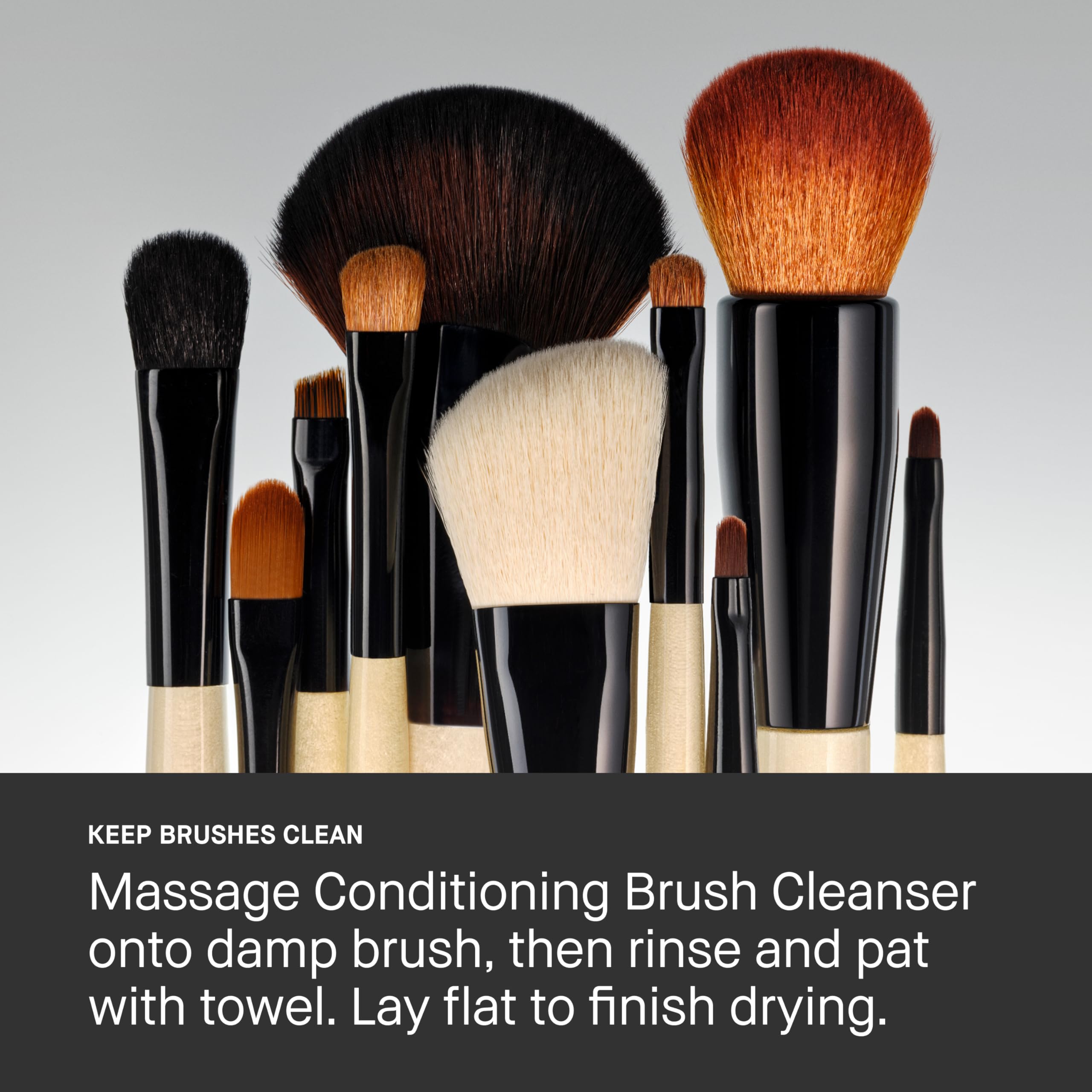 Bobbi Brown brush drying flat after cleansing to protect bristles and handle