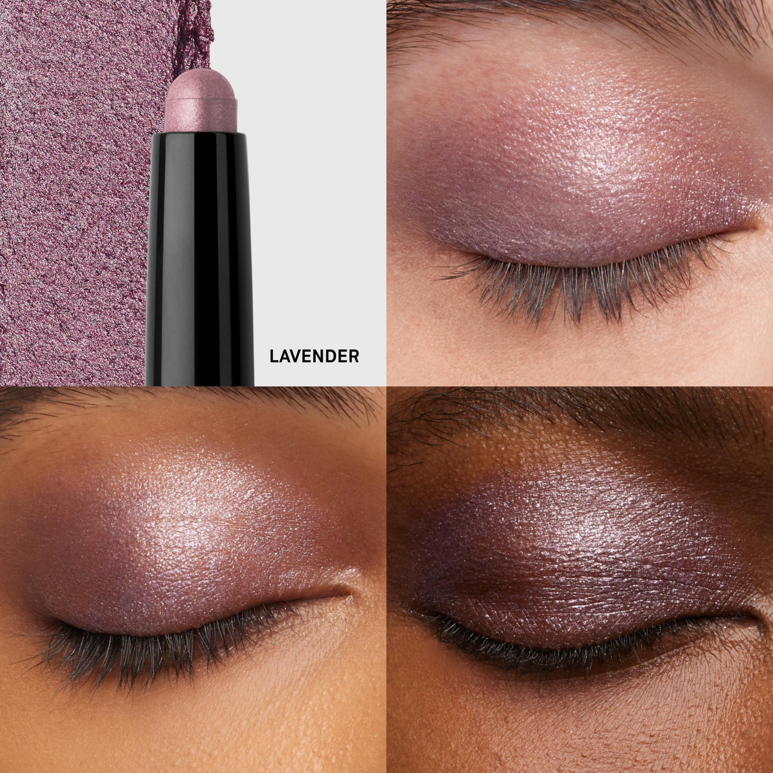 Close-up of Bobbi Brown lavender shadow stick tip highlighting creamy texture and smooth glide