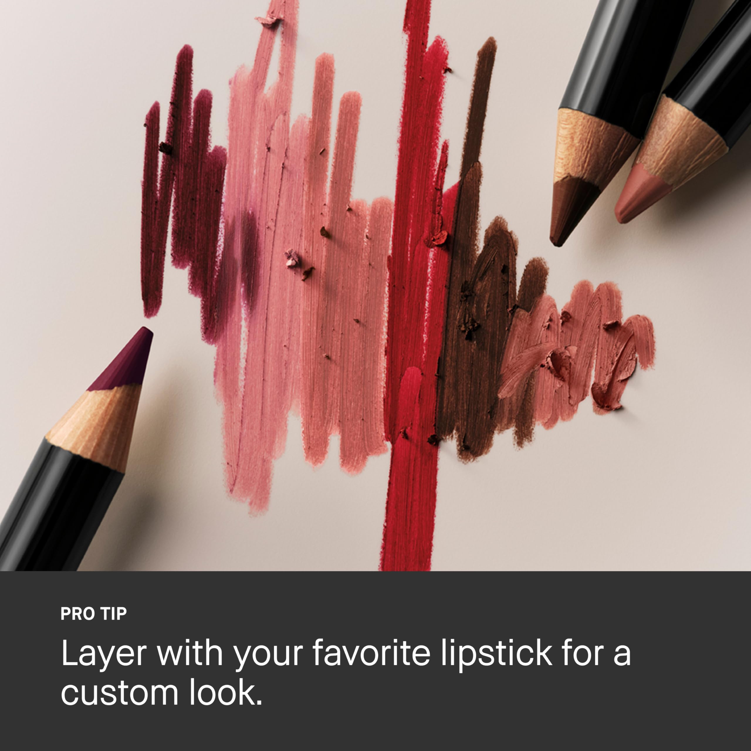 Bobbi Brown lip pencil beside lipstick showing layering compatibility benefit