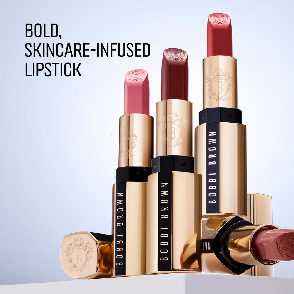 Bobbi Brown lipstick worn on lips demonstrating rich color and comfortable wear