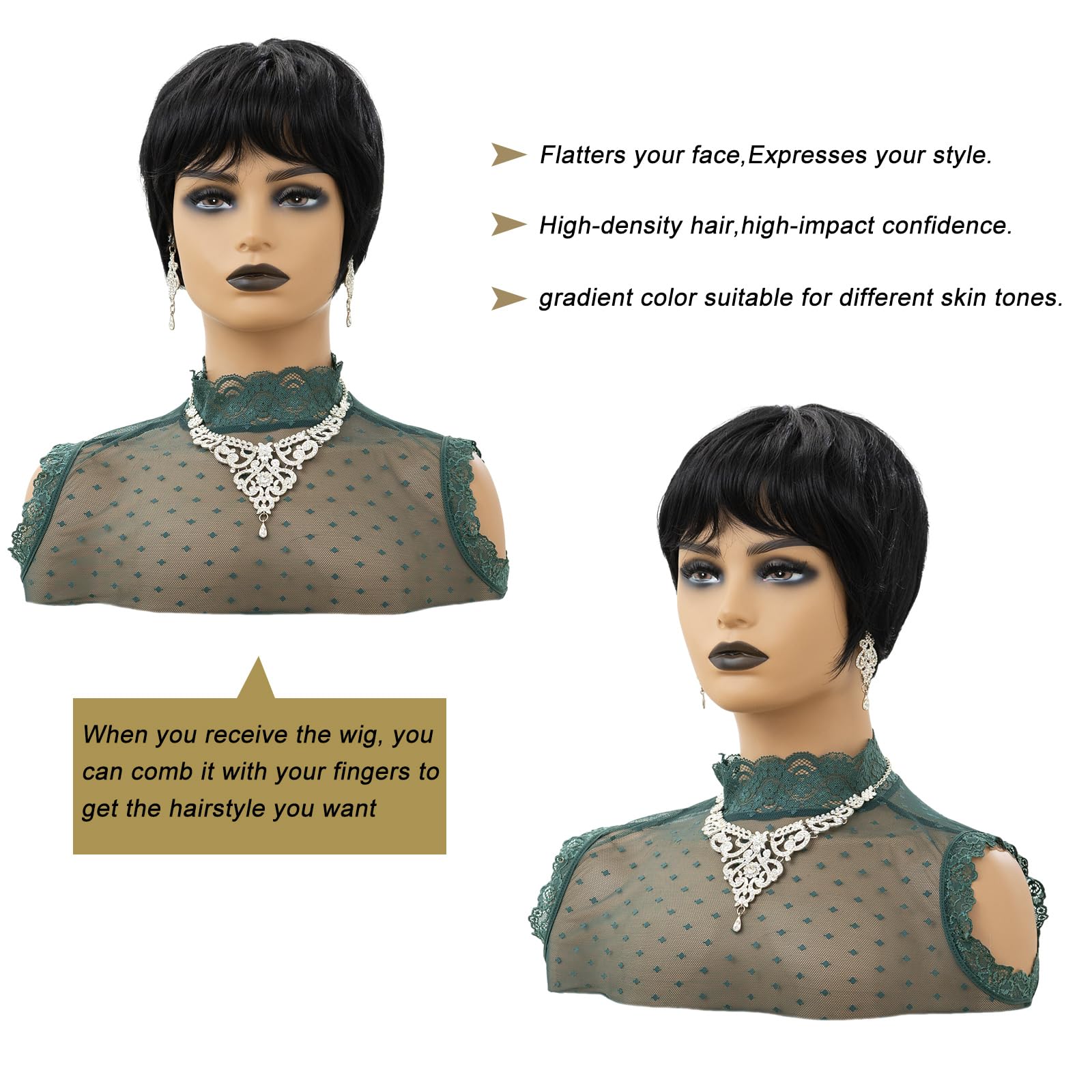 BOBCOO wig on mannequin showing size and lightweight 75g benefit