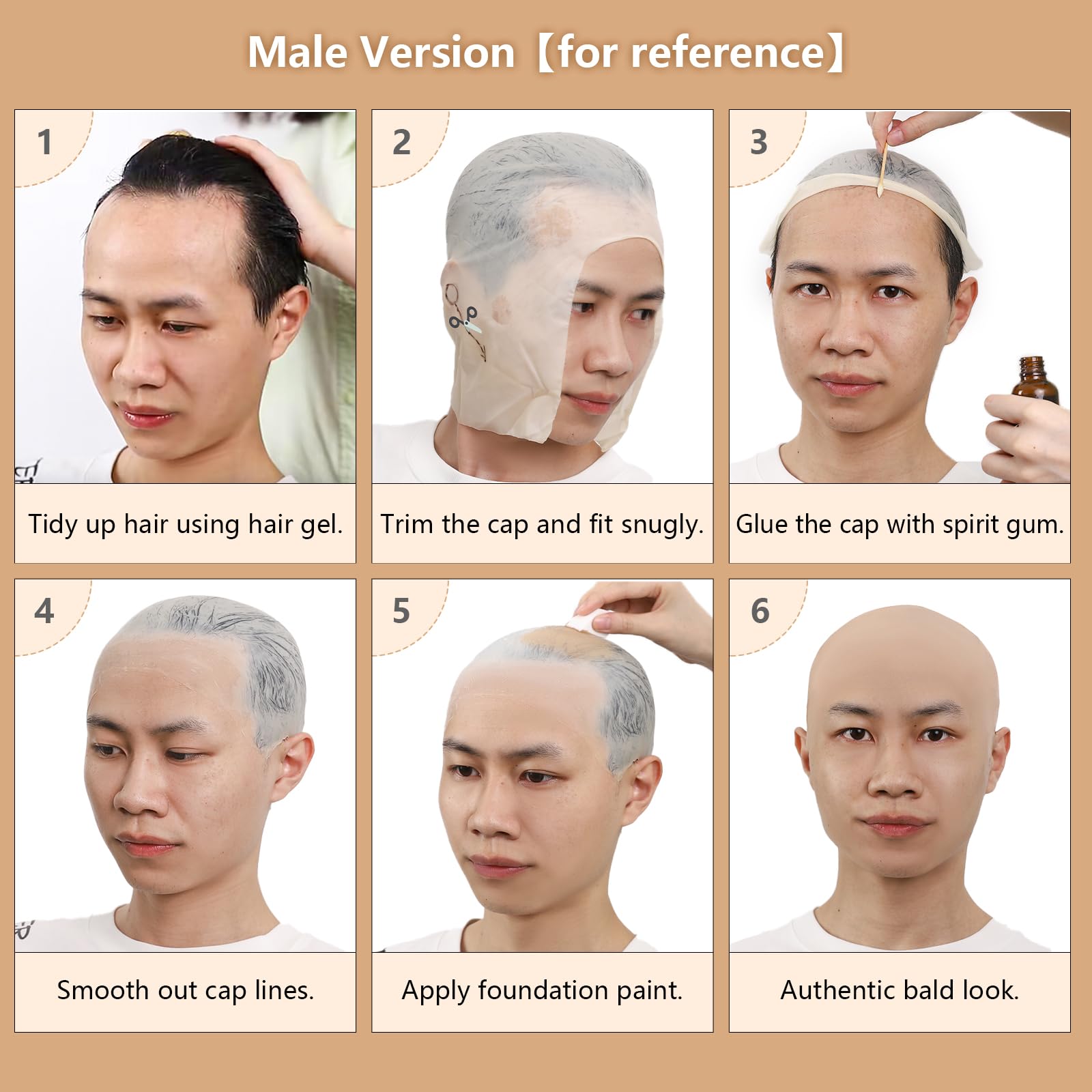 BOBISUKA bald cap edge texture close-up, shows stretch and realistic finish