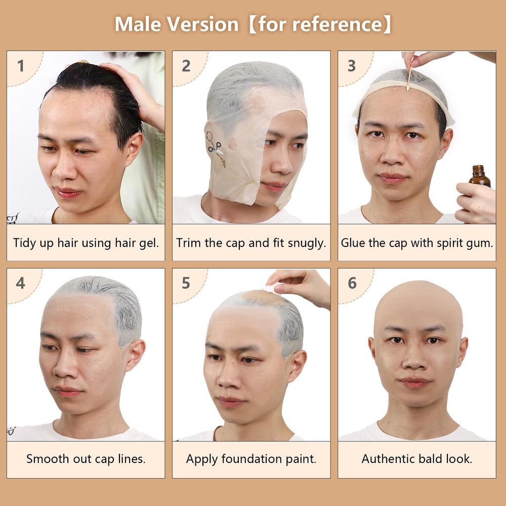 BOBISUKA bald cap edge texture close-up, shows stretch and realistic finish