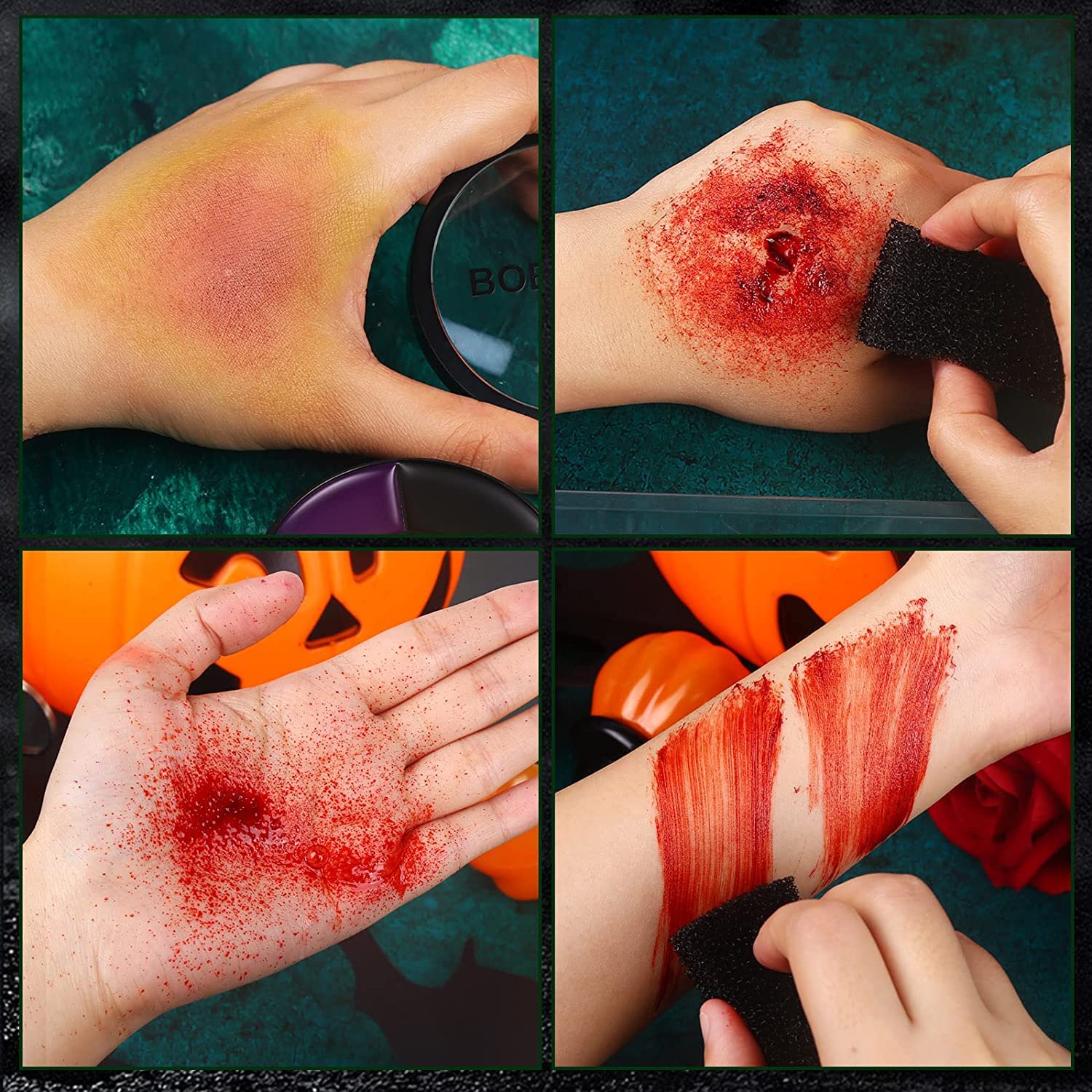 BOBISUKA fake blood cream texture on palette showing thick glossy realistic effect