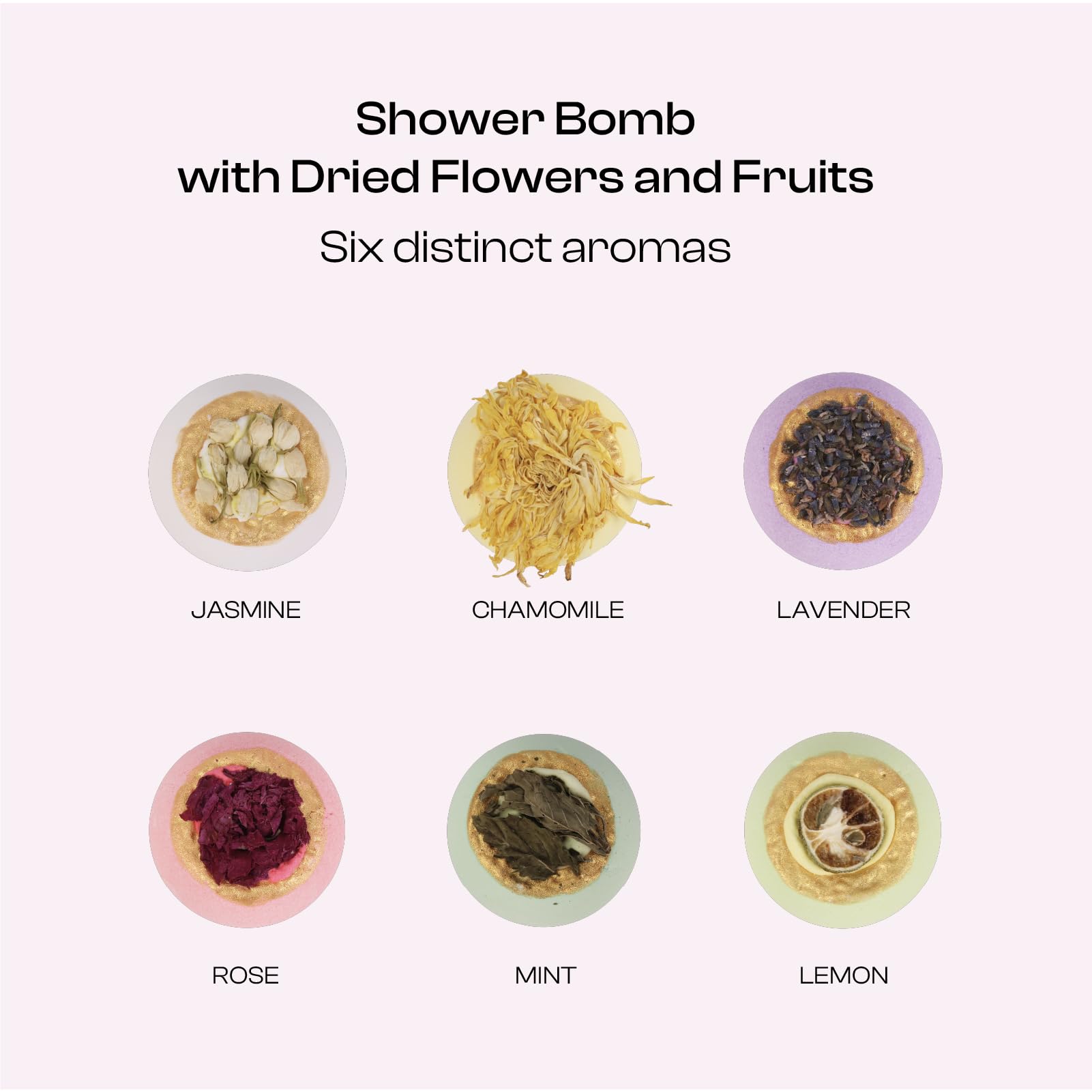 Close-up of one BoboSweeTree bath bomb with visible dried botanicals and texture for luxury feel