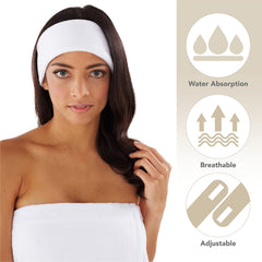 BOCA BT TERRY headband in use during face cleansing for tidy skin care