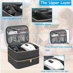 Boczif bottom compartment holding 30 upright nail polish bottles safely