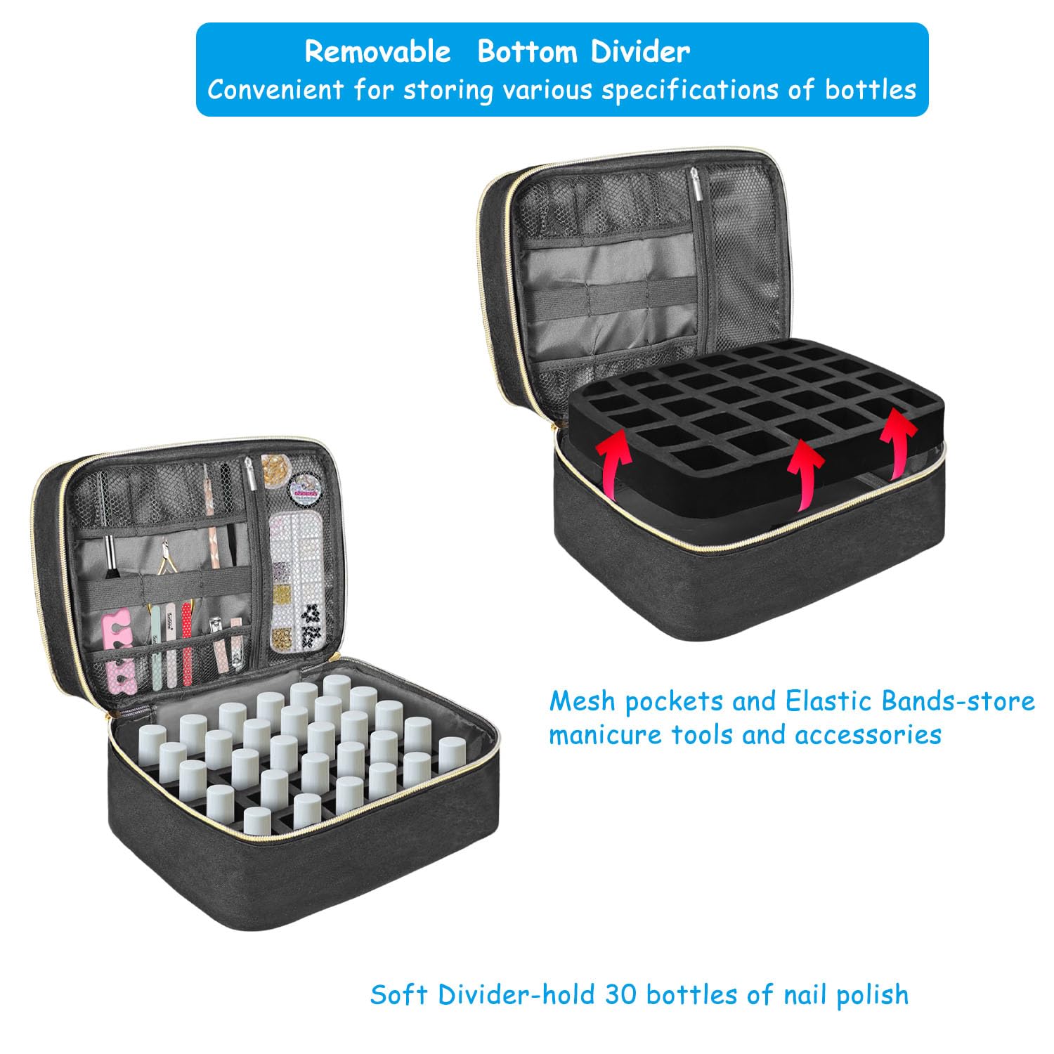 Boczif removable sponge divider close-up protecting bottles from impact
