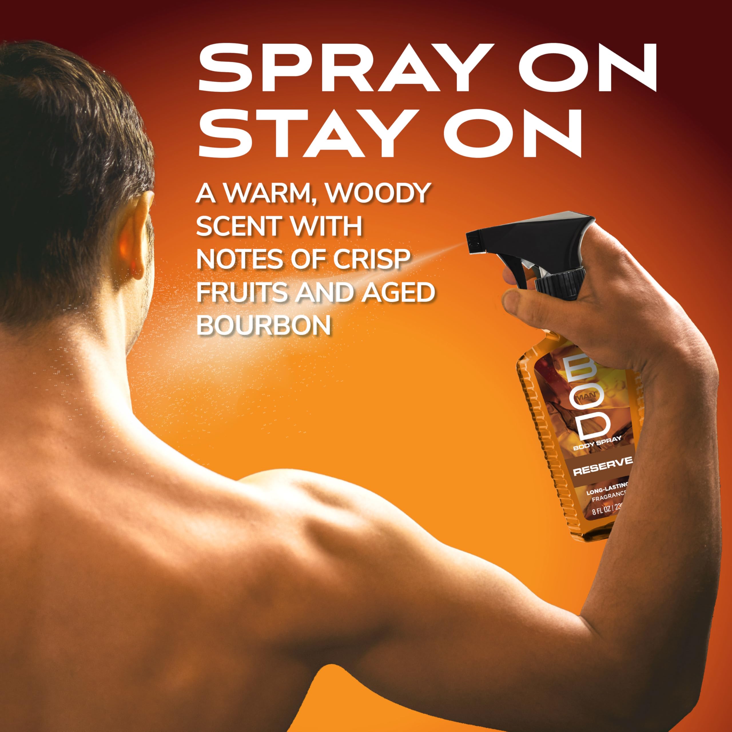 BOD Man Reserve mist spritzed in air demonstrating fine even coverage