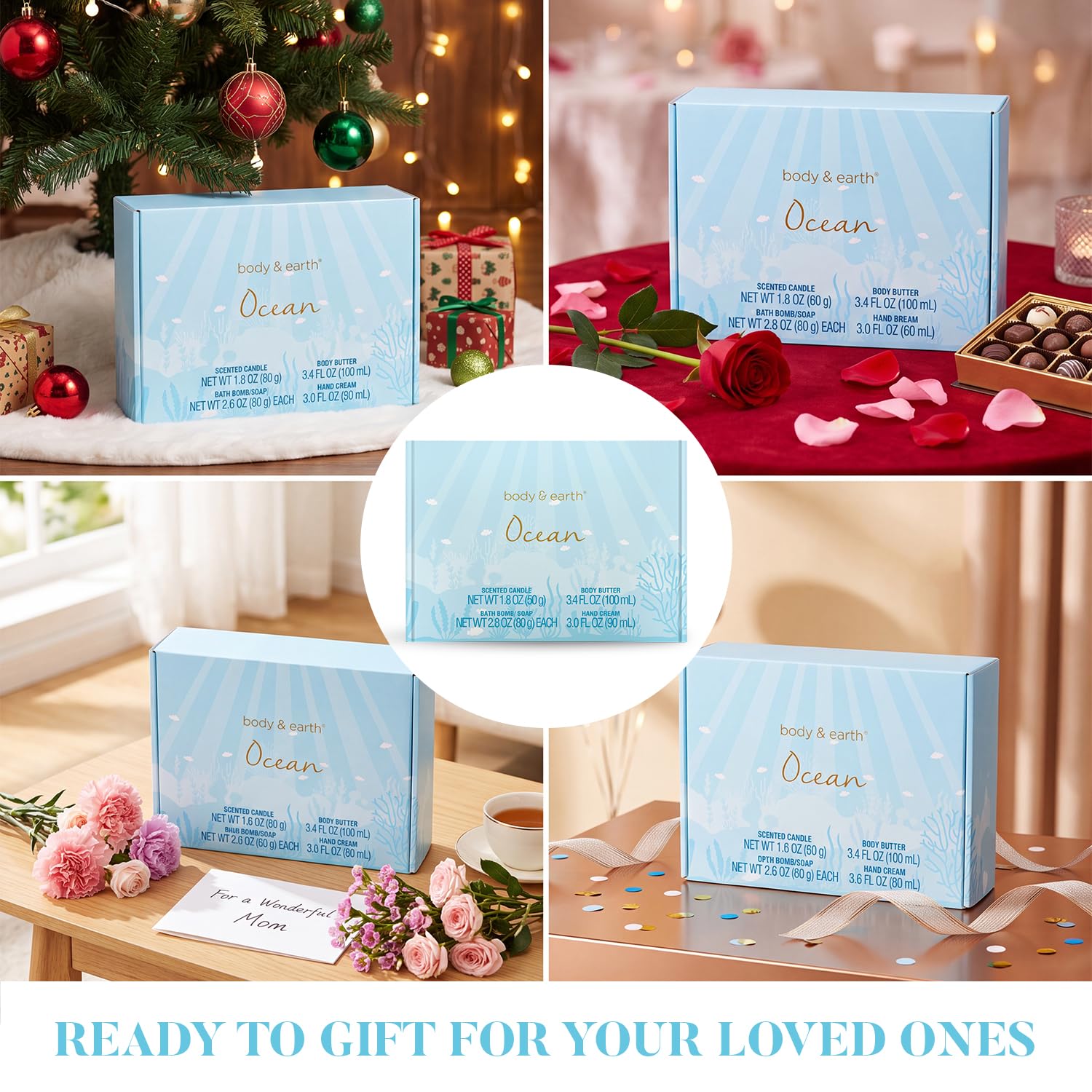 BODY & EARTH gift box open displaying neat arrangement and reusable storage