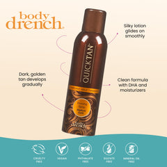 Body Drench application mitt smoothing product for uniform, natural-looking tan