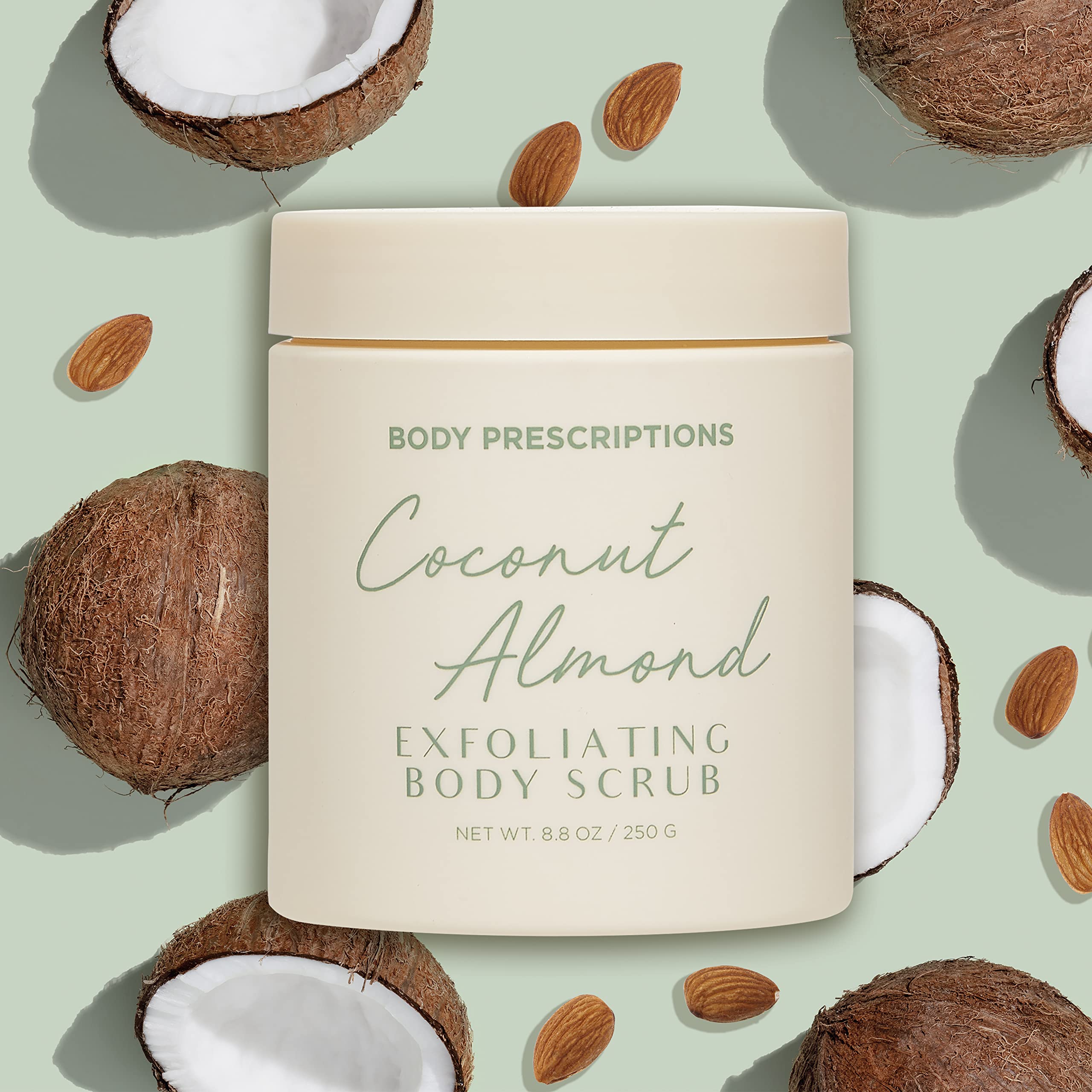 Body Prescriptions sweet mint jar open with visible scrub for quick scoop and refreshing aroma