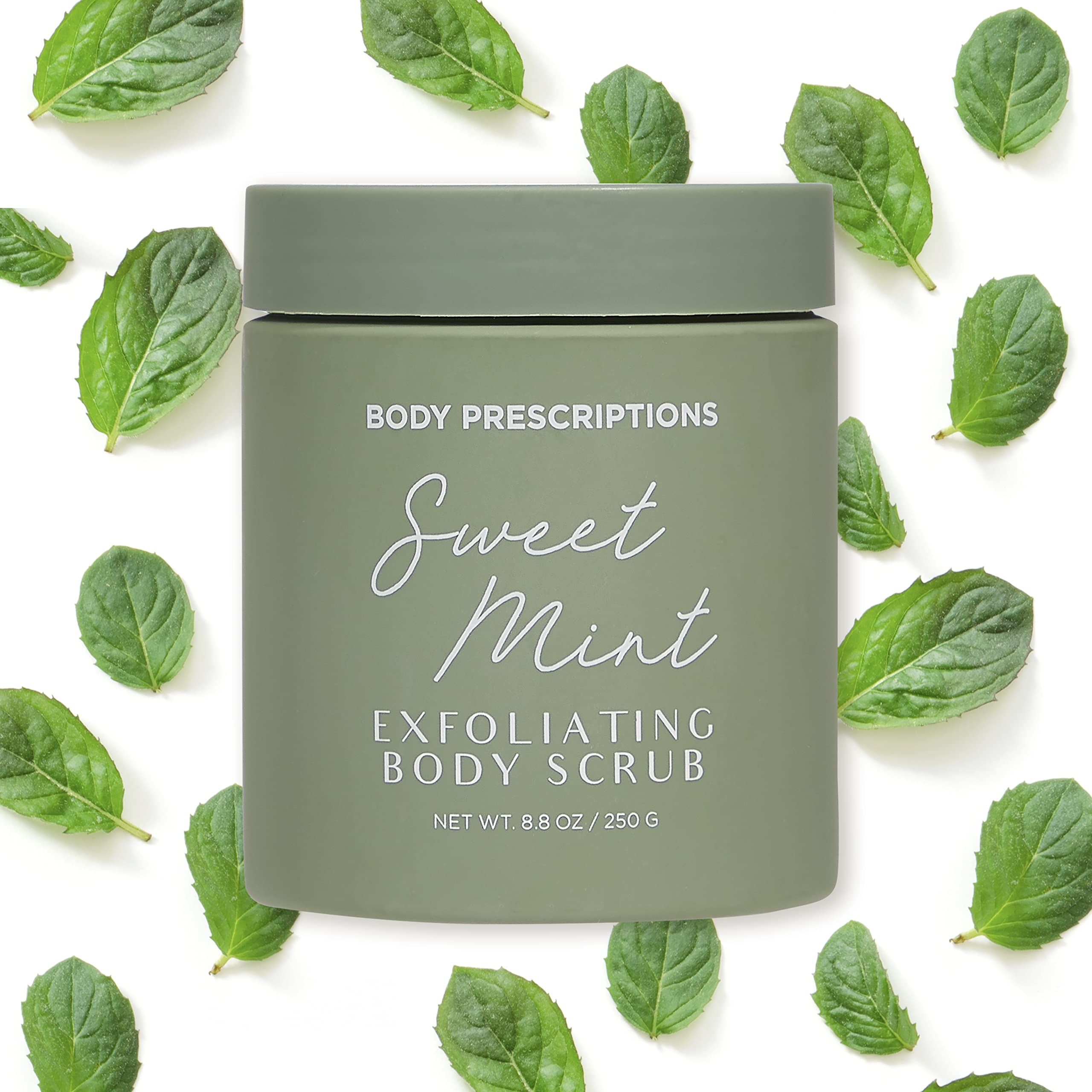 Body Prescriptions closeup texture of scrub showing mineral grit and nourishing oils for gentle exfoliation